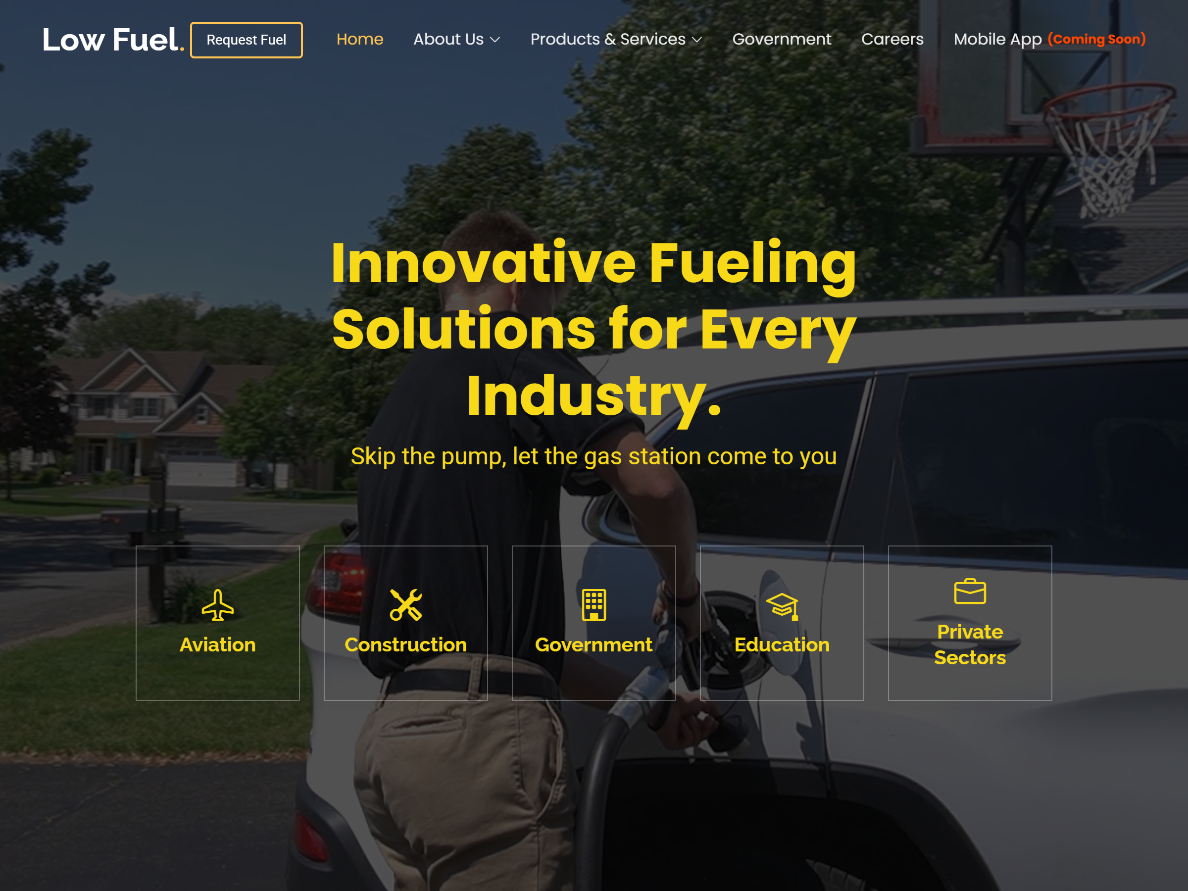 Website built for Low Fuel — on-demand fuel delivery