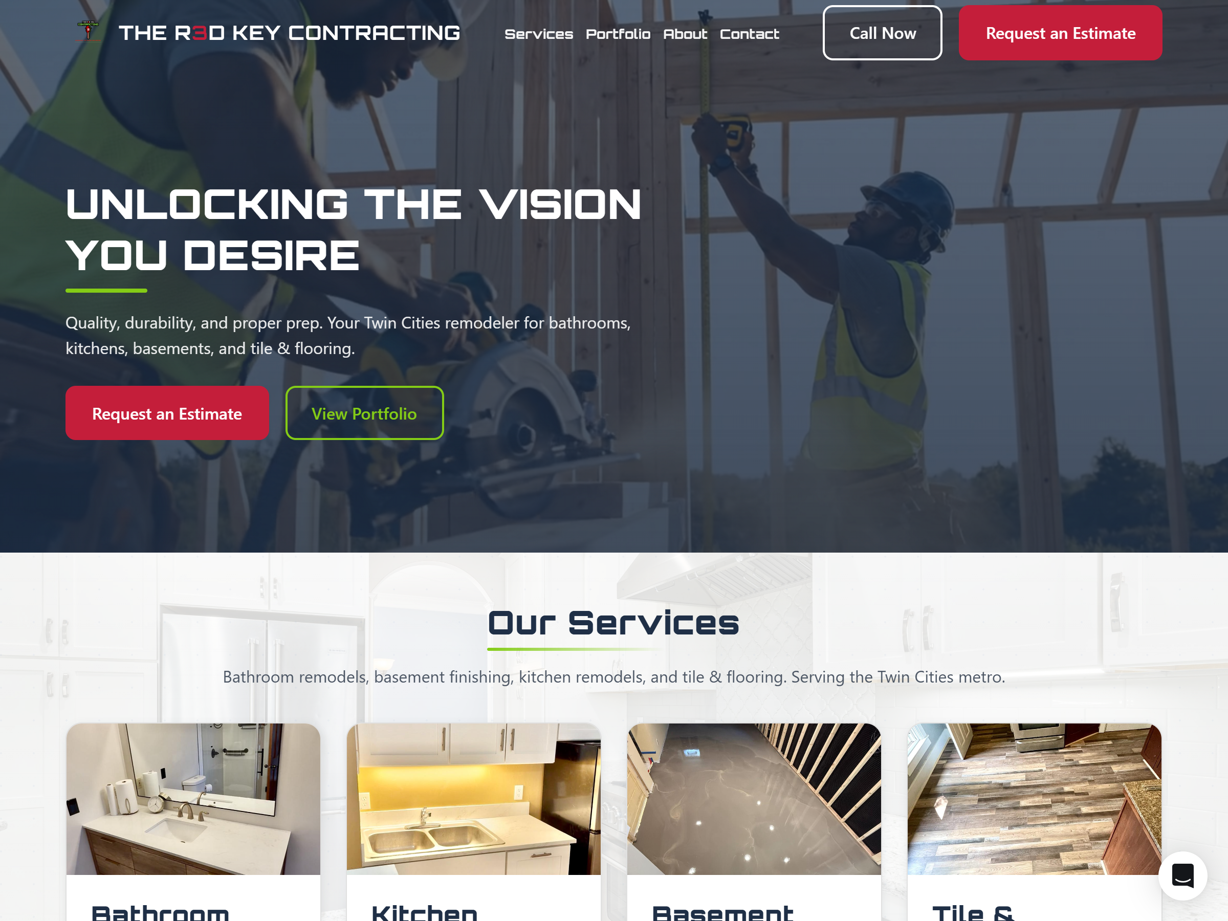 Website built for THE R3D KEY CONTRACTING — Twin Cities remodeler